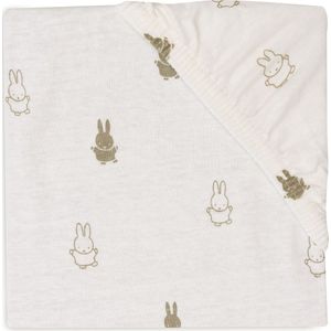 Jollein x Nijntje - Hoeslaken Jersey 60x120cm - Wieg, Ledikant, Babybed - Happy Miffy - Olive Green