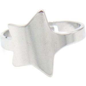 Ring met Ster - RVS - One Size - Zilverkleurig