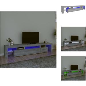 vidaXL TV-meubel - LED-verlichting - Grijs Sonoma Eiken - 215 x 36.5 x 40 cm (L x B x H) - Bewerkt hout - Kast