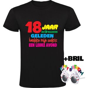 18 jaar Heren T-shirt + Happy birthday bril - verjaardag - jarig - feest - 18e verjaardag - grappig