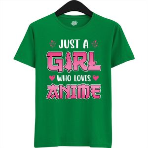 Just a girl who loves anime - Japans cadeau - Unisex t-shirt - grappig anime / manga hobby en verjaardag kado shirt - T-Shirt - Unisex - Kelly Groen - Maat M