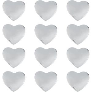 Metalen Hart Auto Sticker Zilver 3D - 12 Stuks
