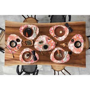 Placemat organisch - Placemats organic - Onderleggers - Marmer print - Oranje - Roze - 10 stuks