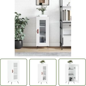 The Living Store Dressoir 34,5x34x90 cm bewerkt hout hoogglans wit - Dressoir - Commode - Vintage - Modern - Wit
