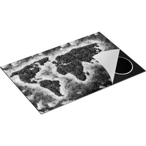 Chefcare Inductie Beschermer Eilanden Wereldkaart - Zwart Wit - 80x52 cm - Afdekplaat Inductie - Kookplaat Beschermer - Inductie Mat