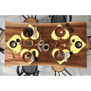 Onderleggers - Placemats - Placemats hartje - Patronen - Waterverf - Geel - Marmer print - 6 stuks