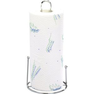 Metalen keukenrolhouder rond 12 x 32 cm met papierrol - Keukenpapier/keukenrol houders