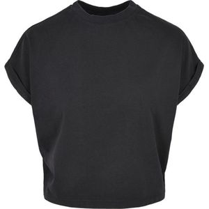 Urban Classics - Short Pigment Dye Cut On Sleeve Dames T-shirt - L - Zwart