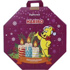 Haribo - geurkaarsen - Adventskalender - 24 theelichtjes + theelichthouder | 10 geuren | Sinterklaas kerst cadeau