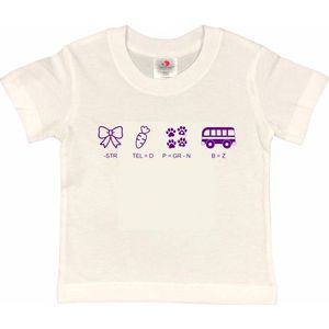 Shirt Aankondiging zwangerschap Rebus Ik word grote zus | korte mouw | wit/paars | maat 110/116 zwangerschap aankondiging bekendmaking Baby big sis sister