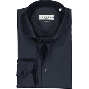 Ledub modern fit overhemd - donkerblauw stretch - Maat: 45 - Strijkvriendelijk - Boordmaat: 45