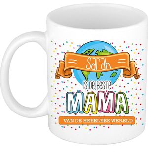 Bellatio Decorations Naam mok mama Sarah - wit - de beste - keramiek - 300 ml - Moederdag / verjaardag