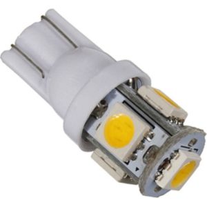 T10 - 12V - 5 SMD - 5050 - Warm wit - 2 stuks