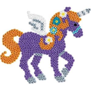 Hama midi EENHOORN / UNICORN strijkkralen vormpje / figuur / grondplaat voor normale strijkparels (strijkkralenbordje / legbordje dier / paard / pony, creatief kralen cadeau idee voor kinderen!)