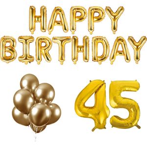 45 jaar Verjaardag Versiering Ballon Pakket Goud