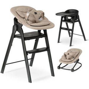 Deryan Luxe Kinderstoel met Bouncer - Meegroei kinderstoel - Inklapbaar - Zwart - Inclusief nougat bouncer