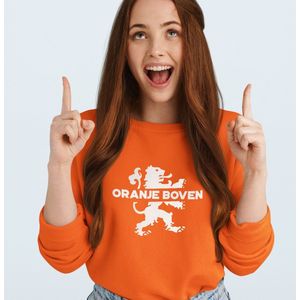 Oranje EK WK Koningsdag Trui Oranje Boven - Maat XXL - Uniseks Pasvorm - Oranje Feestkleding