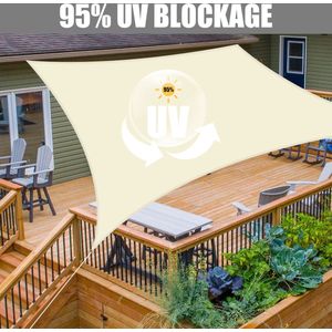 MHDW - Rechthoekige luifel - 95% UV-bescherming - PES polyester - Zonneluifel - 3x4 m - Waterdichte zonwering met ogen en bevestigingstouwen - Voor tuin, terras, camping, buiten - zonnescherm balkon - Luifel