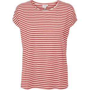 Vero Moda T-shirt Vmava Plain Ss Top Stripe Ga Jrs N 10284469 Cayenne/pristine Dames Maat - L