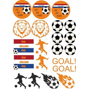 Raamstickervel WK voetbal XL - Versiering oranje - Hup Holland Hup - Nederlands elftal - WK voetbal - Raamdecoratie voetbal - rood wit blauw - voetbalsupporter - raamsticker Nederlands elftal - oranje zomer - stickers