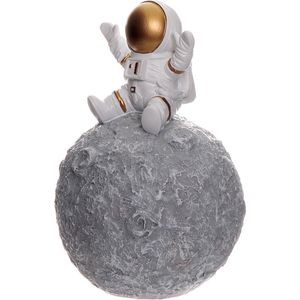 beeldje astronaut op maan decoratief beeld en tevens spaarpot