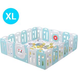 JustValue Grondbox XXL – Inclusief Kruipmat en Speelballen – 201x201x60 cm – Inklapbare box – Met speelmat – Playpen baby – Antislip – Kruipbox – Kinderbox – Baby box – Speelbox – 20+2 Panelen