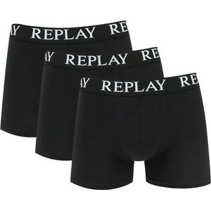 Replay - Boxer Basic Cuff Logo 3P - Zwart Ondergoed Heren-L