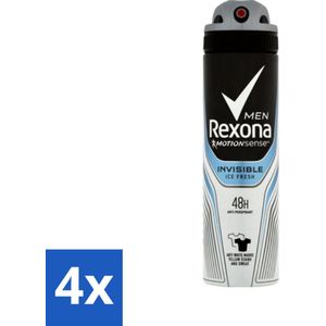 Rexona Men - Invisible Ice Fresh - Deodorant Spray - 150 ml - Voordeelverpakking - 4 stuks