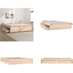 vidaXL Bedframe met lades 150x200 cm 5FT King Size - Bedframe - Bedframes - Tweepersoonsbed - Bed