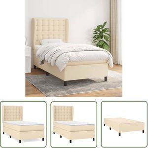The Living Store Boxspring met matras stof crèmekleurig 80x200 cm - Boxspringbed - Slaapcomfort - Pocketveermatras - Middelduur - Hoofdboard