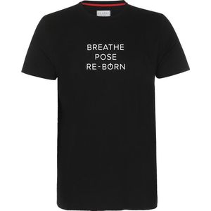 Re-Born Slogan T-shirt Breathe Korte Mouw Unisex - Zwart - Maat M