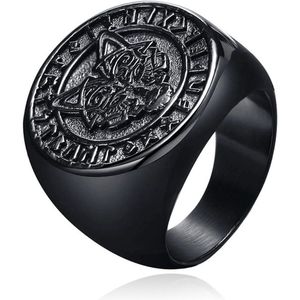 Mendes Nordic Ring - Runic Wolf Black-19mm