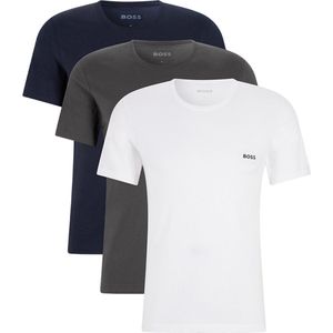 HUGO BOSS Classic T-shirts regular fit (3-pack) - heren T-shirts O-hals - grijs - wit - navy - Maat: XL