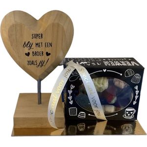 Wooden Heart - Broer - Bonbons - Lint: Speciaal voor jou - Cadeauverpakking