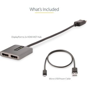 DisplayPort to HDMI Adapter Startech MST14DP122HD Grey 4K Black Black/Grey