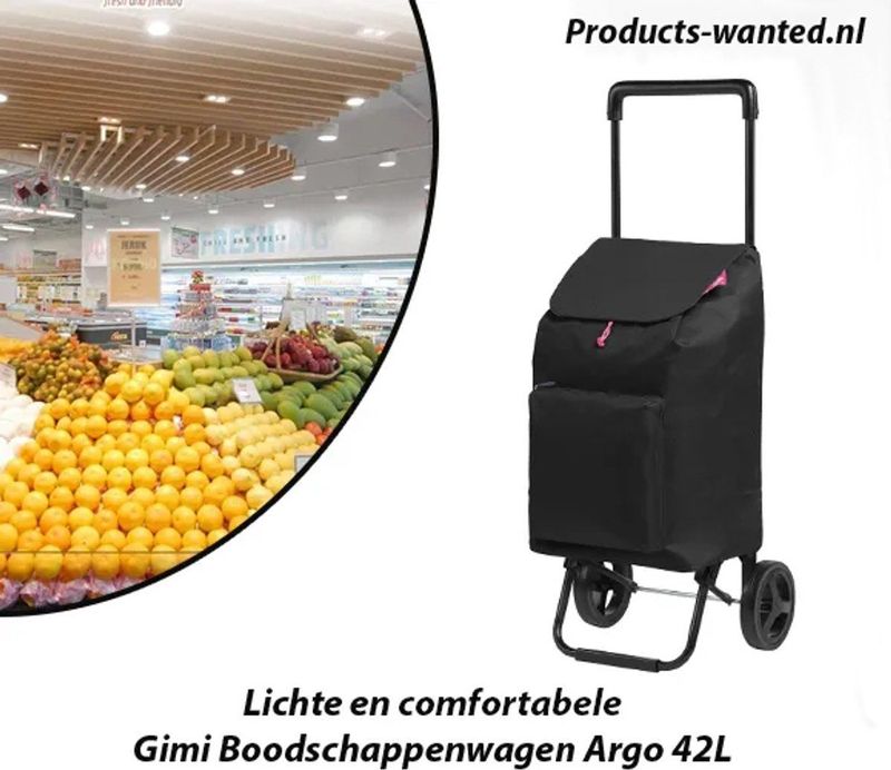 Lichte en comfortabele Gimi Boodschappenwagen Argo 42L