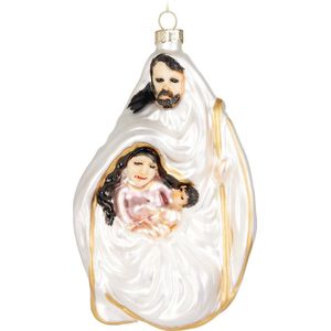 BRUBAKER Maria en Jezus Onder de Beschermende Mantel van God - Handbeschilderde Kerstbal van Glas - Handgeblazen Kerstboomversieringen Figuren Grappige Decoratieve Hangers Boombal - 13,9 cm