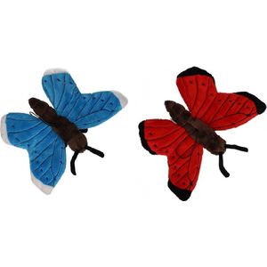 Set of 2x soft toy animals butterflies 21 cm - Decoratie dieren kinderkamer