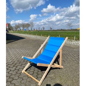 SittySeats Inklapbare Strandstoel/Tuinstoel - Verstelbaar, Handgemaakt Beukenhout - Comfortabele en Duurzame Ligstoel voor Strand en Tuin - Blauw