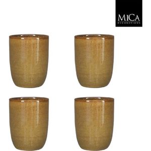 Mica Decorations Tabo Beker 10 x 7.5 cm - Oker - 4 stuks