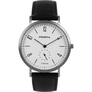 Prisma Herenhorloge P.1230 Lederen band Zilver