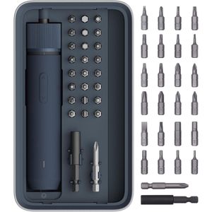 Elektrische schroevendraaierset, elektrische schroevendraaier met 3 instelbare koppels, ronde LED-lampje, schroevendraaier, 26 S2 stalen bits, 1500 mAh accu, USB-C-oplaadfunctie, opbergdoos