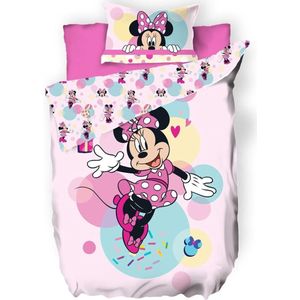 Disney Minnie Mouse Dekbedovertrek, Happy - Eenpersoons - 140 x 200 cm - Polycotton