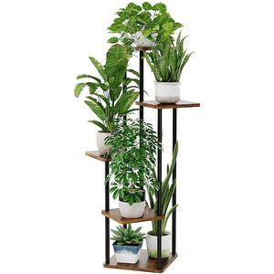 JGS ® Decoratieve Plantenstandaard met Vijf Verdiepingen voor Binnen en Buiten, Stijlvolle Metalen Bloementrap