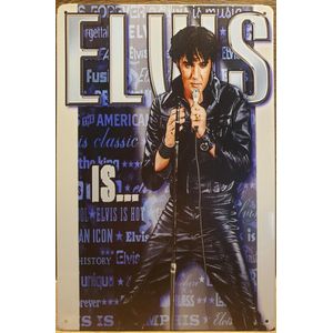 Elvis Presley blauw Reclamebord van metaal METALEN-WANDBORD - MUURPLAAT - VINTAGE - RETRO - HORECA- BORD-WANDDECORATIE -TEKSTBORD - DECORATIEBORD - RECLAMEPLAAT - WANDPLAAT - NOSTALGIE -CAFE- BAR -MANCAVE- KROEG- MAN CAVE