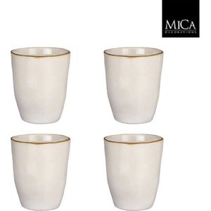 Mica Decorations Tabo Beker 10 x 7.5 cm - Wit - 4 stuks