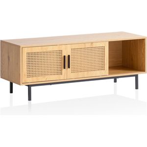 Rootz Lowboard TV-meubel - 120 cm Hout Eiken TV-meubel - TV-ladekast - Weens gevlochten ontwerp - Tijdloze stijl - Ruime opbergruimte - Duurzame constructie - 120 cm x 40 cm x 45,5 cm