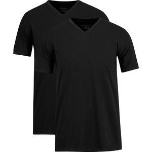 STØRVIK Extra lang T-Shirt 2-Pack Heren - Katoen - V-Hals - Maat XL - Zwart