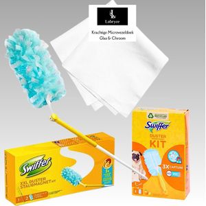 XXL Swiffer + Swiffer Duster Starterkit - Labryce® Professional Microvezel Glasdoek - 40 x 60 cm