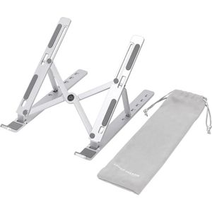 Verstelbare ergonomische laptopstandaard met warmteafvoer - traploos verstelbaar - ideaal voor laptop tot 17.3 inch - zilver